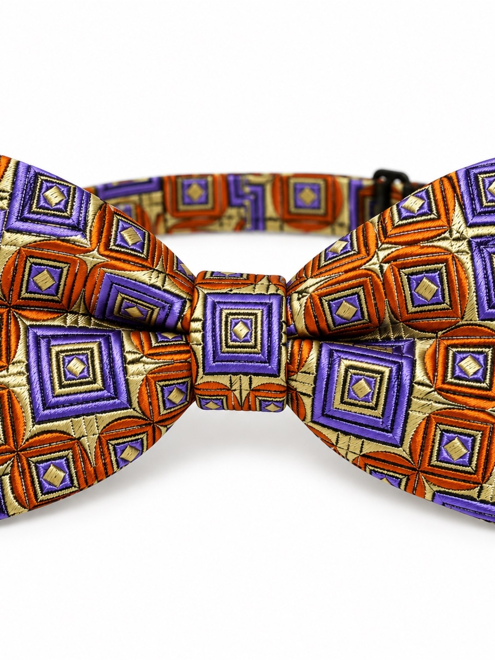 100% Silk Geometric Bow Tie Retro Preppy Self Tie
